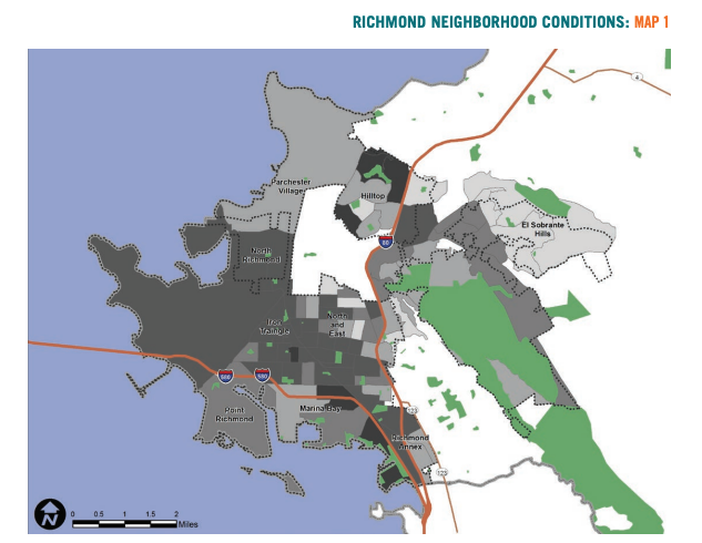 Map 1 showcases Richmond neighborhood conditions based on renter households. 