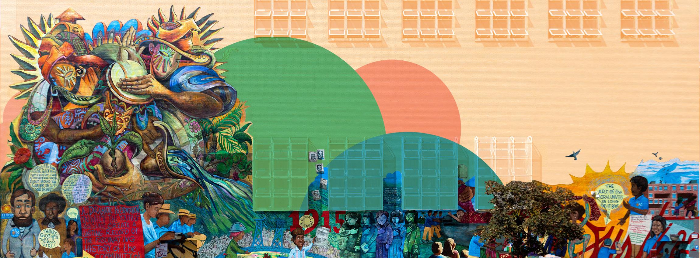 A large mural on a building in New York.