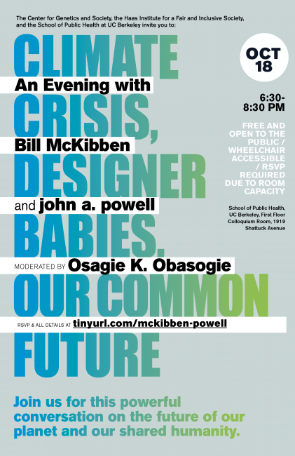 Flier for the john powell/bill mckibben talk